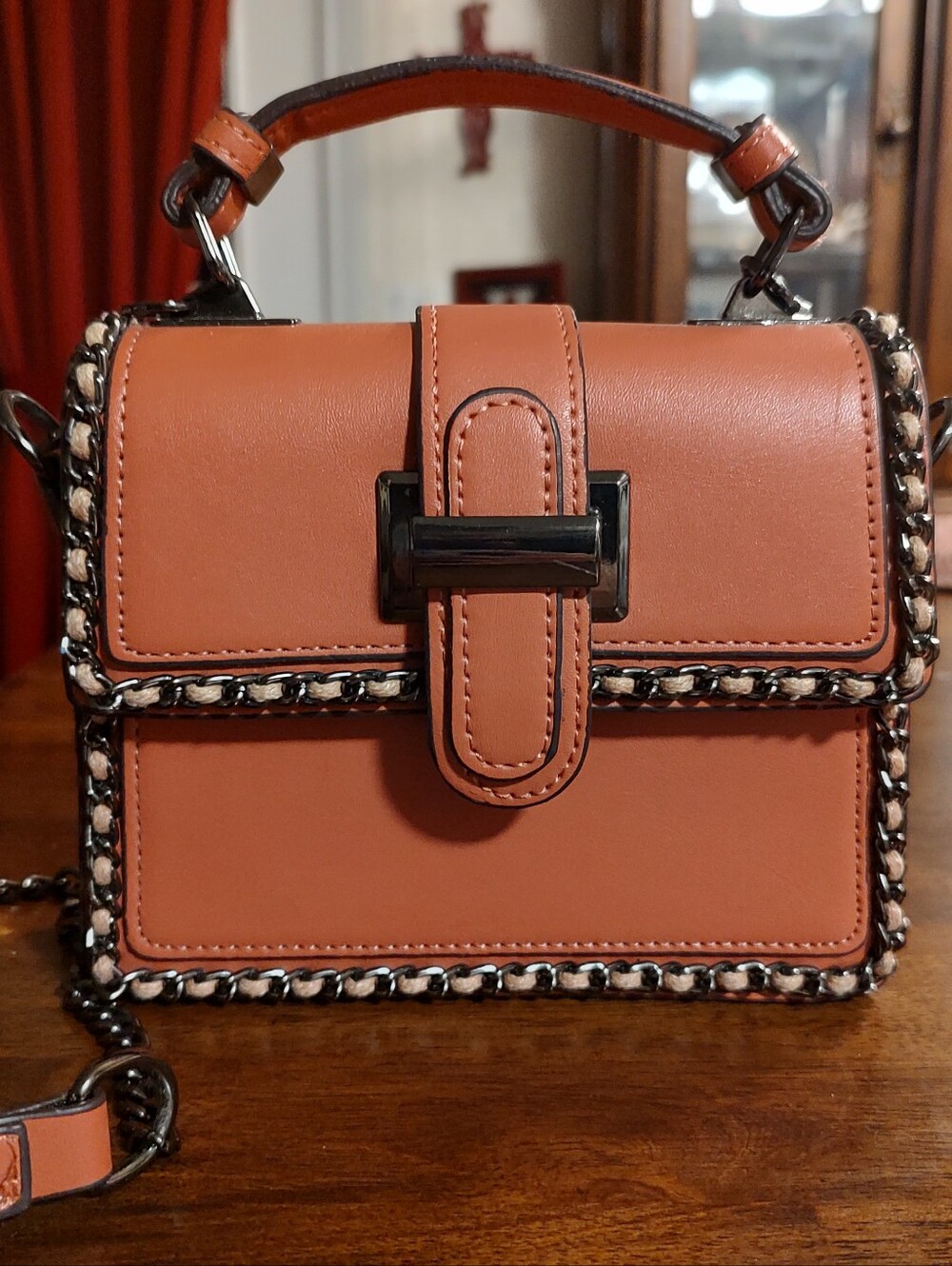 Women's Leather Satchel Crossbody Bag - Pink